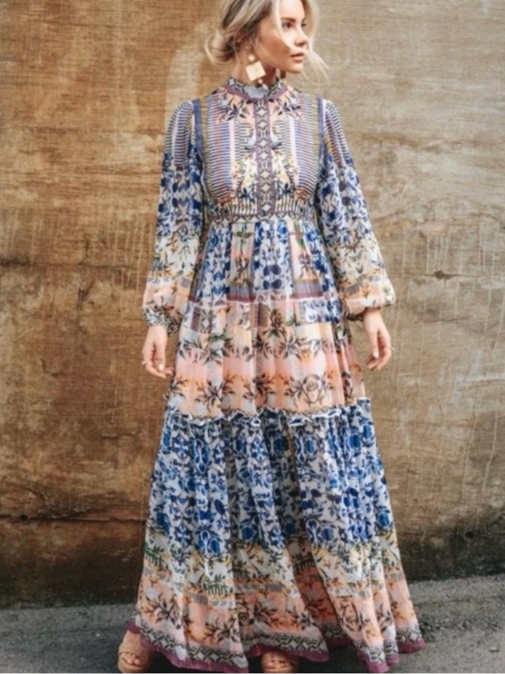 Anthropologie Bhanuni by Jyoti Anastasia Bohemian Mixed Maxi Dress